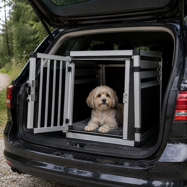 Hundetransportbox aus Aluminium