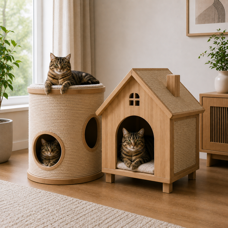 Katzenhäuschen & Katzenkratztonnen