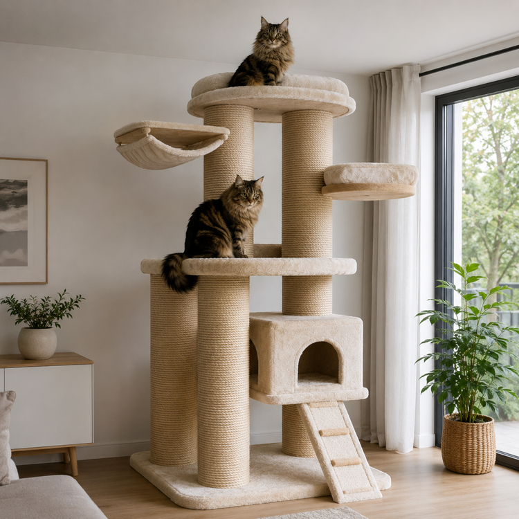 Katzenkratzbaum mit dicken Stämmen