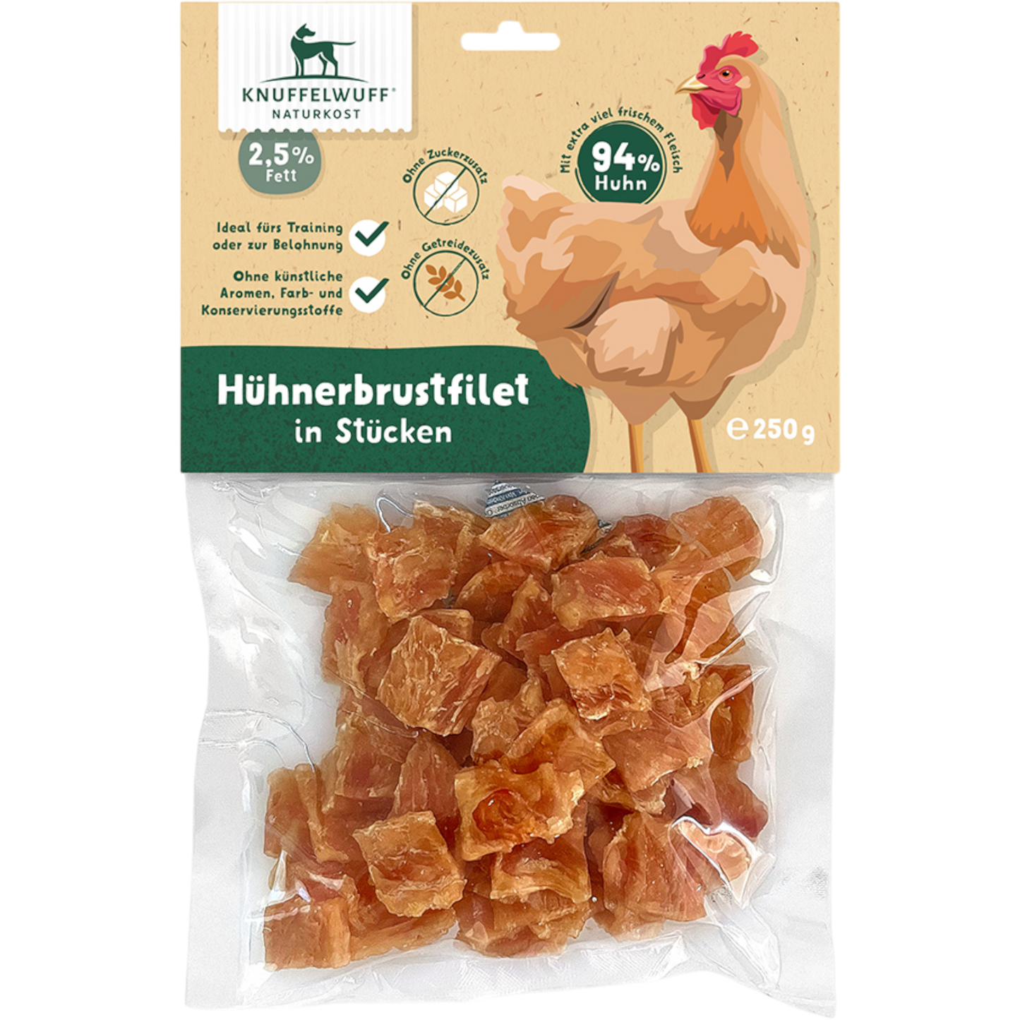 Knuffelwuff Hühnerbrustfilet Stücke – Gesunde Belohnung mit extra viel Fleisch