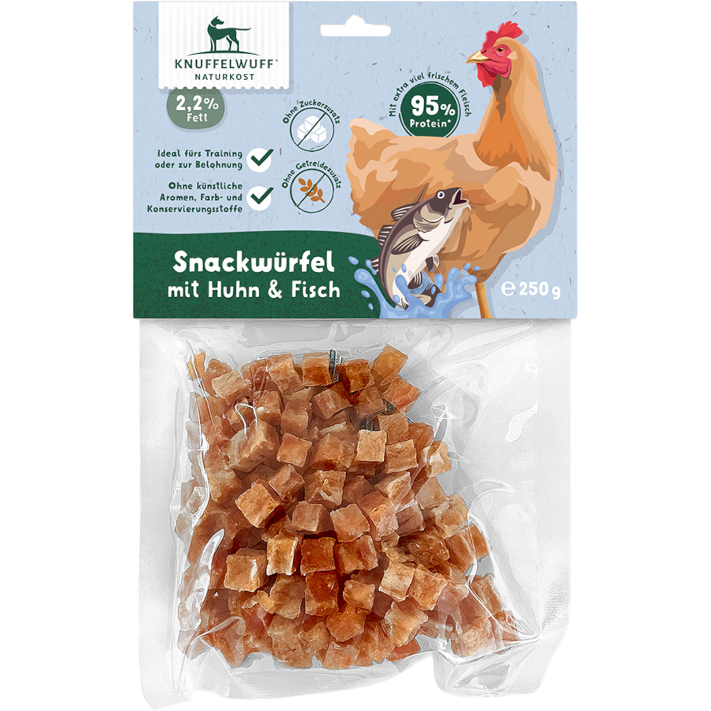 Knuffelwuff Snackwürfel Huhn & Fisch – Proteinpower für zwischendurch