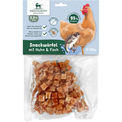 Knuffelwuff Snackwürfel Huhn & Fisch – Proteinpower für zwischendurch