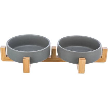 Trixie Stilvolles Doppelnapf-Set aus Keramik & Holz – für ein elegantes Fresserlebnis