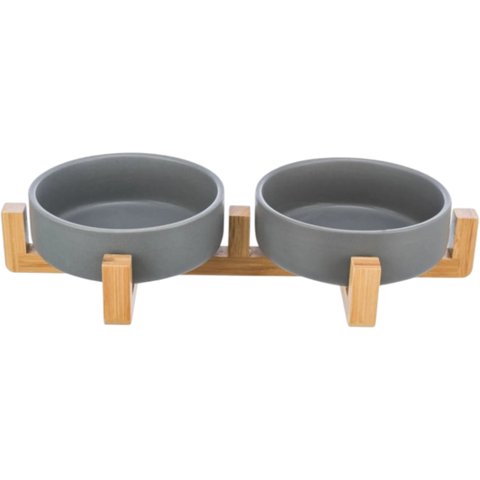 Trixie Stilvolles Doppelnapf-Set aus Keramik & Holz – für ein elegantes Fresserlebnis