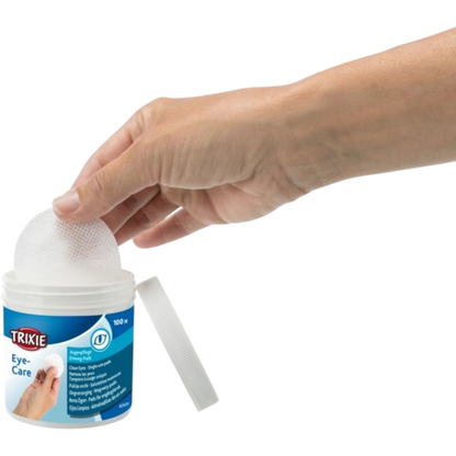 Trixie Augenpflege Einweg-Pads - 100 Stück - Pflegende Reinigungslotion für Haustiere – Sanfte Pflege mit Aloe Vera & Provitamin B5
