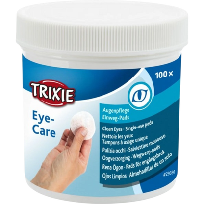 Trixie Augenpflege Einweg-Pads - 100 Stück - Pflegende Reinigungslotion für Haustiere – Sanfte Pflege mit Aloe Vera & Provitamin B5