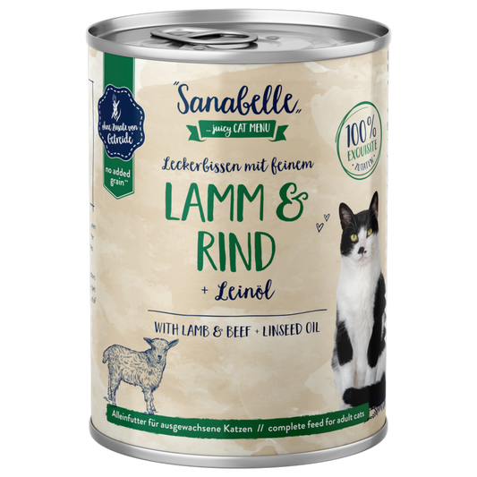 Sanabelle Adult – Lamm & Rind + Leinöl für natürlichen Fleischgenuss