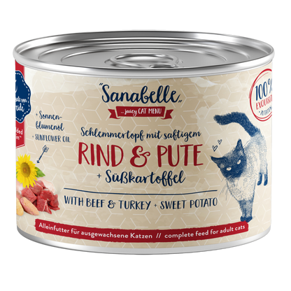 Sanabelle Adult – Rind & Pute mit Süßkartoffel + Sonnenblumenöl für herzhaften Soßengenuss