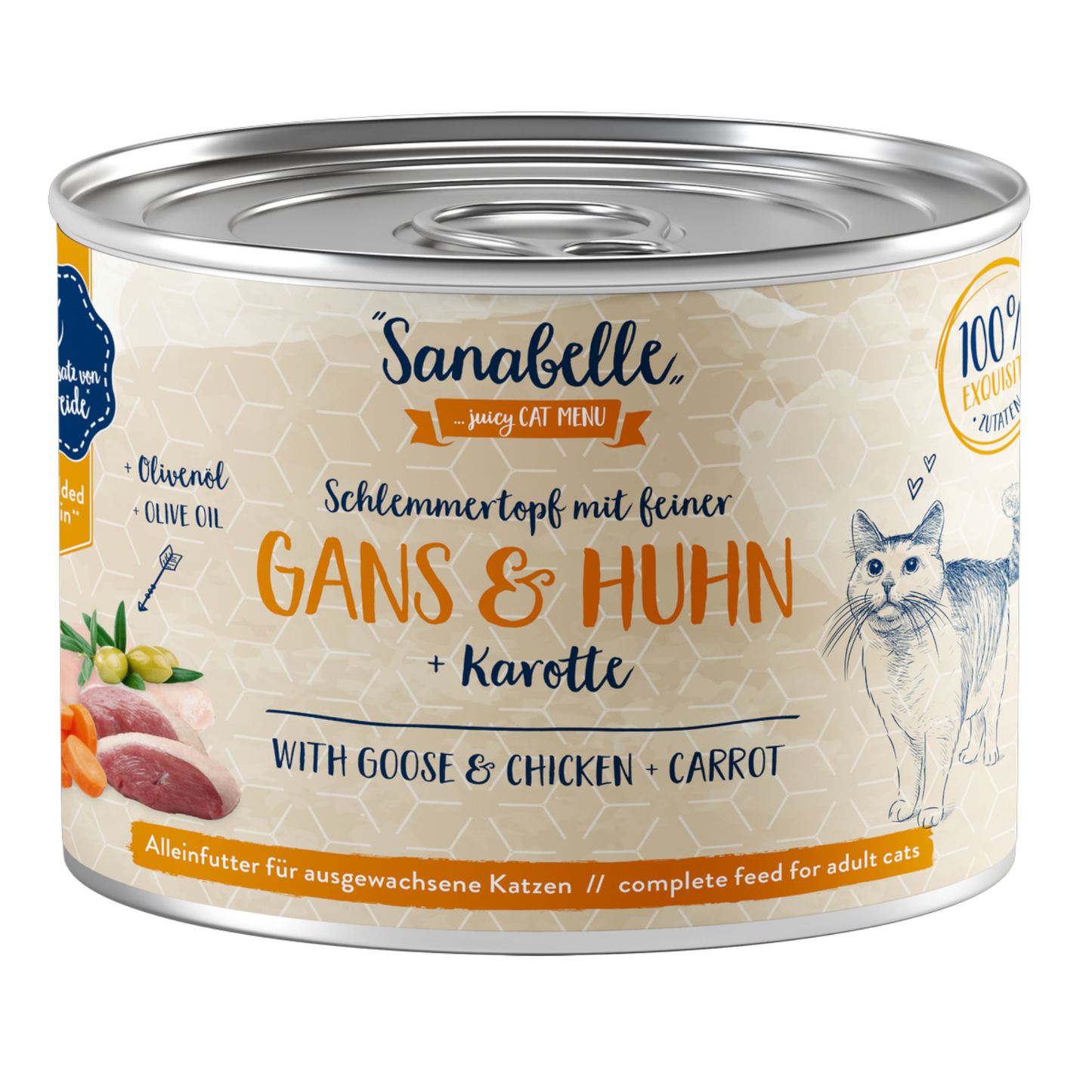 Sanabelle Adult – Gans & Huhn mit Karotte + Olivenöl für feinen Soßengenuss