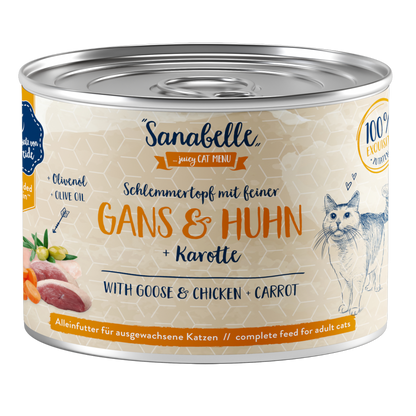 Sanabelle Adult – Gans & Huhn mit Karotte + Olivenöl für feinen Soßengenuss