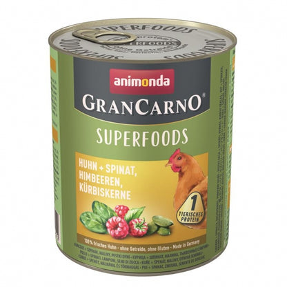 Animonda GranCarno Superfoods Huhn – Nassnahrung mit Superfoods für ausgewachsene Hunde