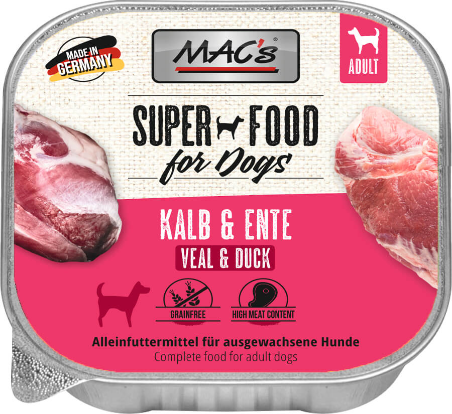 Mac’s Dog Kalb & Ente – Getreidefreie Vollnahrung mit zwei zarten Fleischsorten