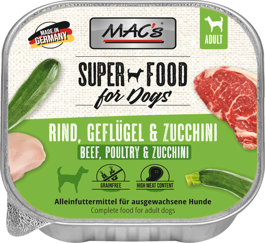 Mac’s Dog Rind & Geflügel mit Zucchini – Abwechslungsreiche Fleischvielfalt mit leichter Gemüsekomponente