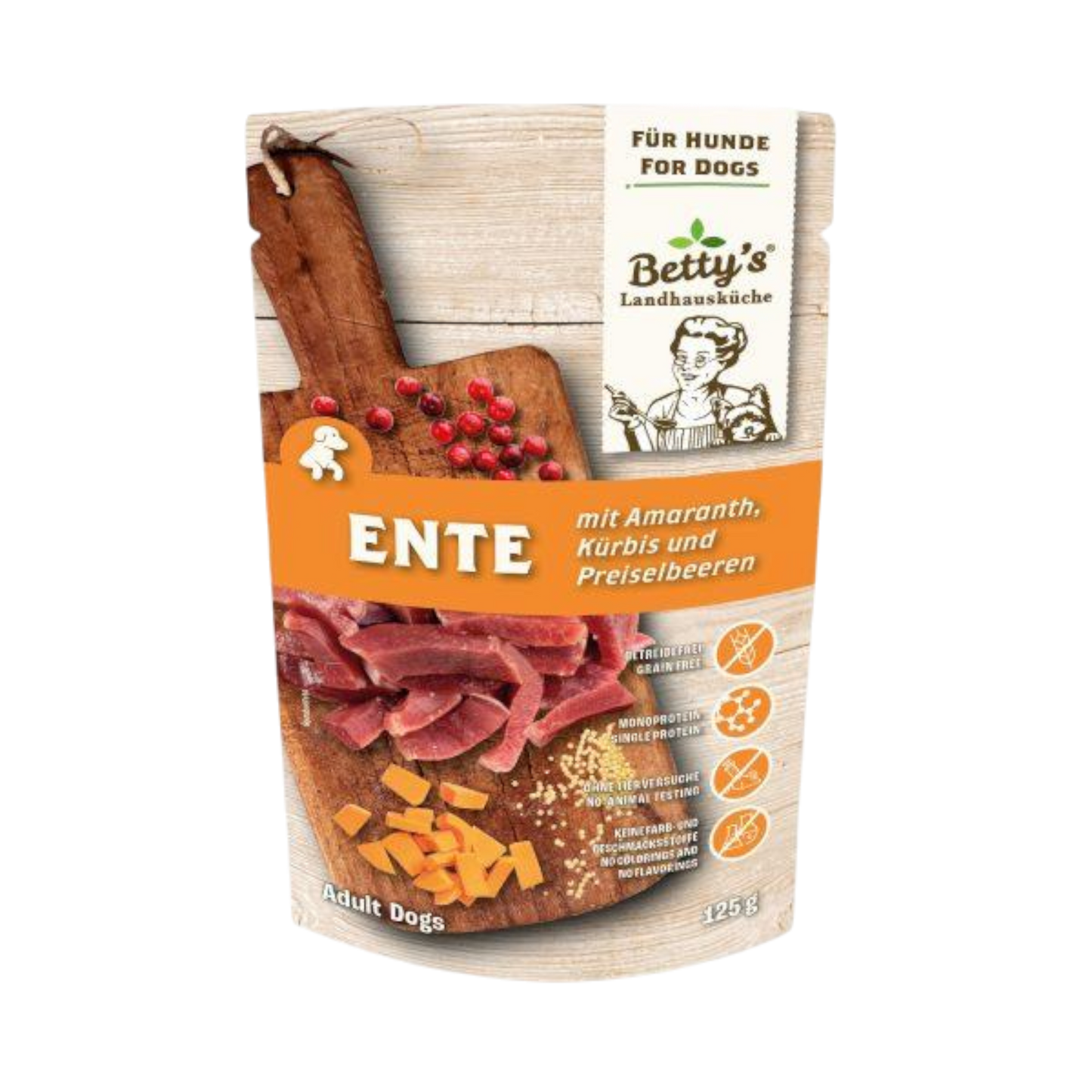 Betty’s Landhausküche für Hunde – Ente mit Kürbis im Frischebeutel