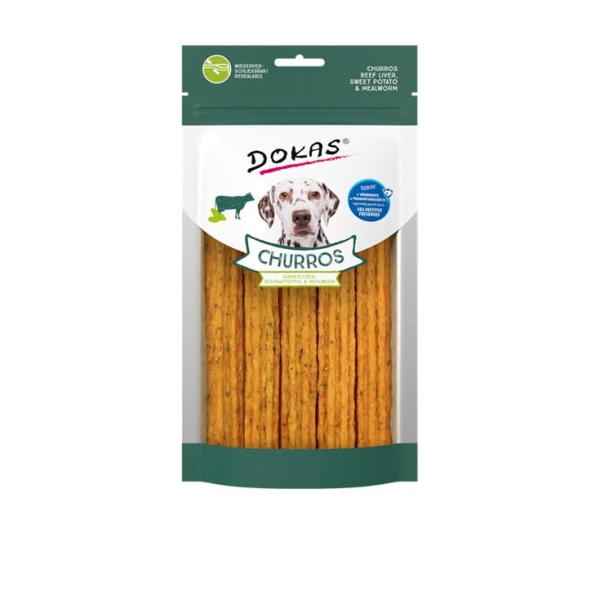 Dokas Kau-Snack mit Rinderleber, Mehlwurm & Süßkartoffel – innovativer Kauspaß mit Insektenpower