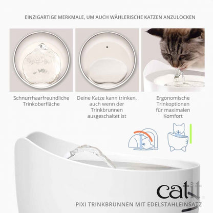 Catit PIXI Trinkbrunnen mit Edelstahleinsatz – Stilvoll, Hygienisch, Katzengerecht
