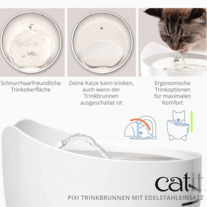 Catit PIXI Trinkbrunnen mit Edelstahleinsatz – Stilvoll, Hygienisch, Katzengerecht