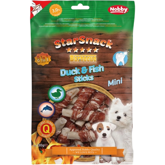 StarSnack Duck & Fish Stick – Herzhaftes Kauvergnügen mit Ente, Kabeljau & Rinderhaut