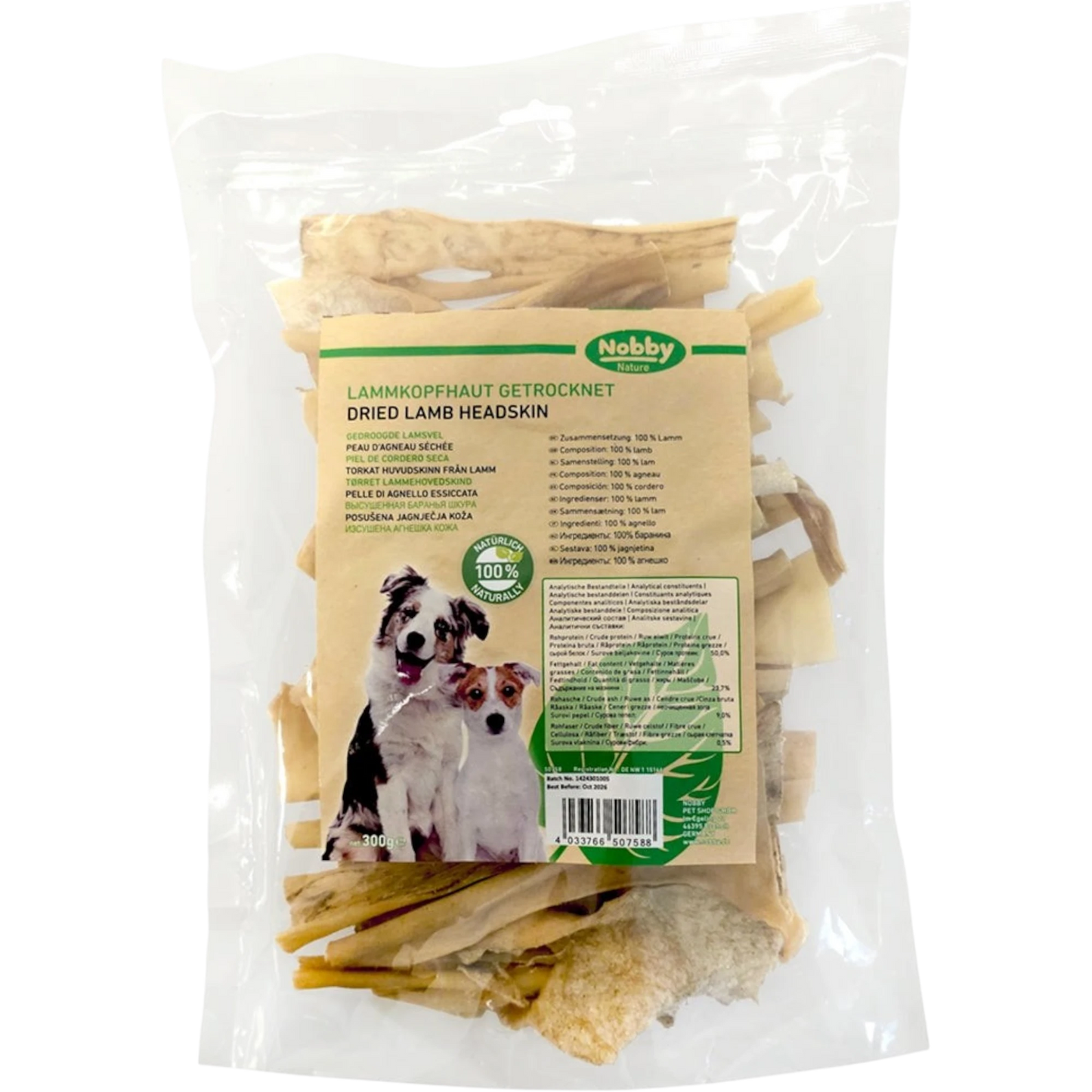 Nobby Nature Lammkopfhaut – Kauspaß für empfindliche Hunde