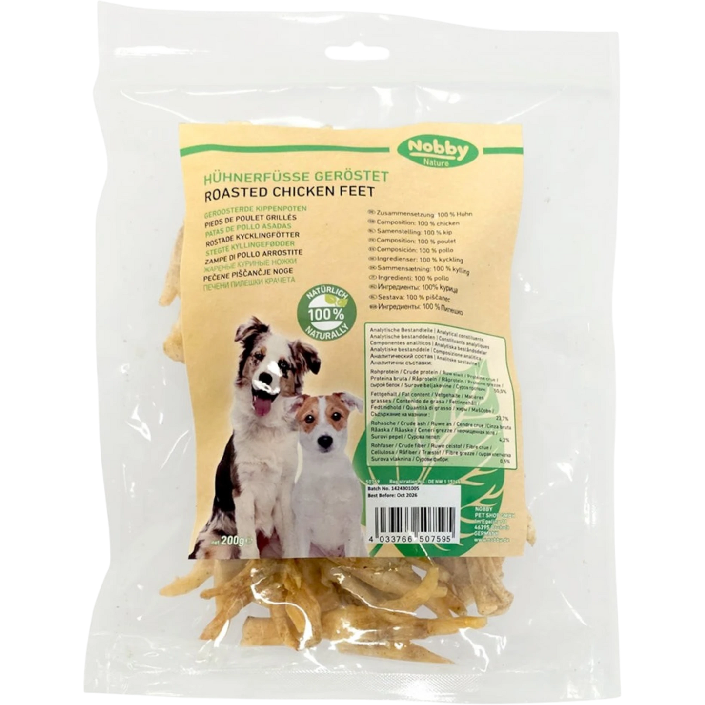 Nobby Nature Hühnerfüße – Gerösteter Natur-Kausnack für Hunde