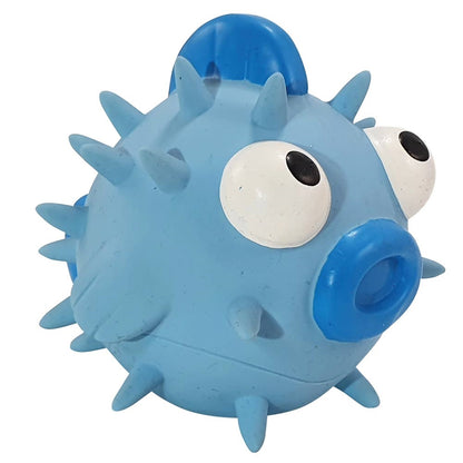 Latex Hundespielzeug "Kugelfisch" (blau) – Quietschender Spielspaß für deinen Vierbeiner