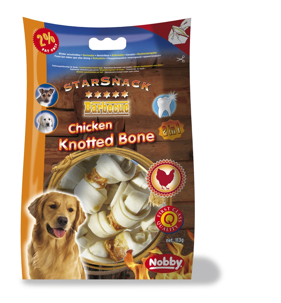 StarSnack BBQ Chicken Knotted Bone – Zahnpflege & Genuss in einem Kauknoten