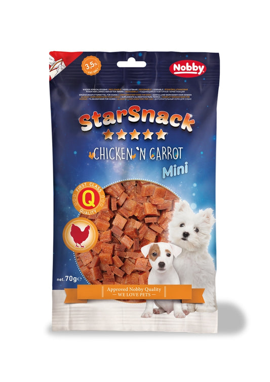 StarSnack MINI Chicken ’n Carrot – Der extra-weiche Hähnchen-Karotten-Snack für kleine Hunde