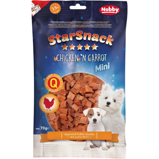 StarSnack MINI Chicken ’n Carrot – Der extra-weiche Hähnchen-Karotten-Snack für kleine Hunde