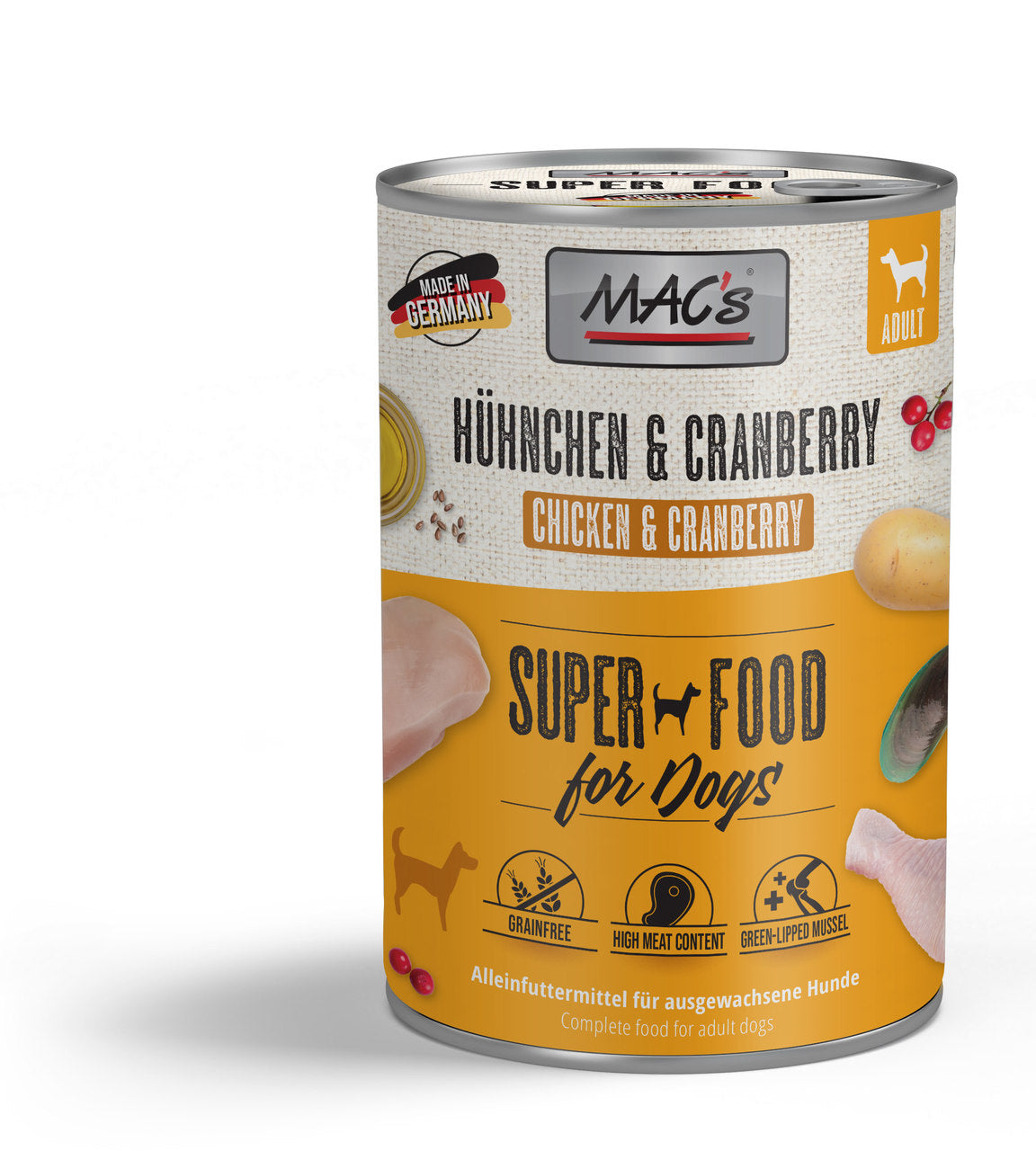 Mac’s Dog Hühnchen & Cranberry – Getreidefreie Vollnahrung mit Gelenk- & Blasenschutz
