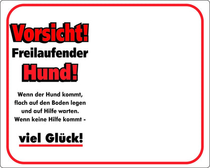 Warntafel V2 Vorsicht! Freilaufender Hund!