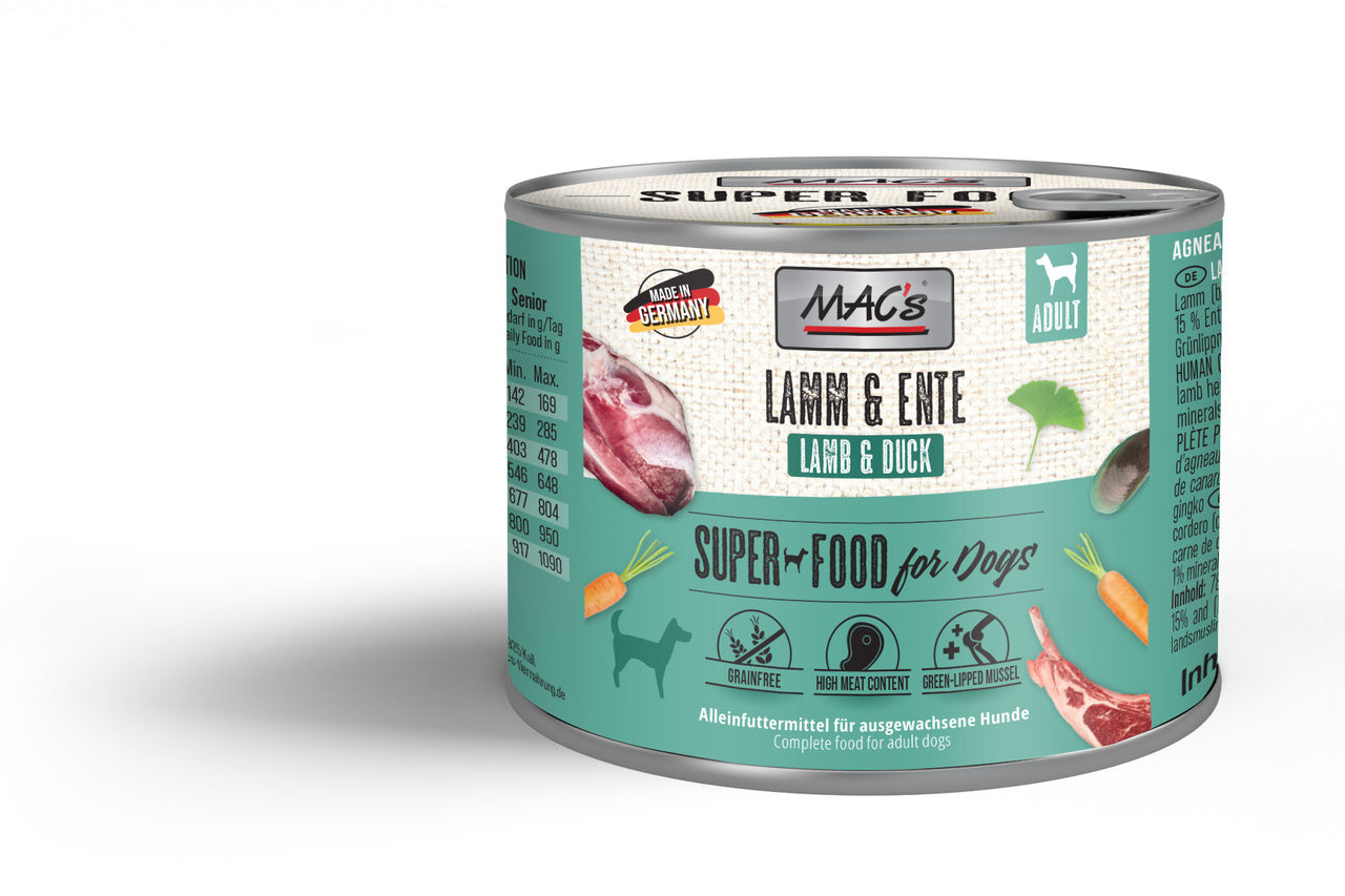 Mac’s Dog Lamm & Ente – Getreidefreie Vollnahrung mit Ginkgo & Grünlippmuschel