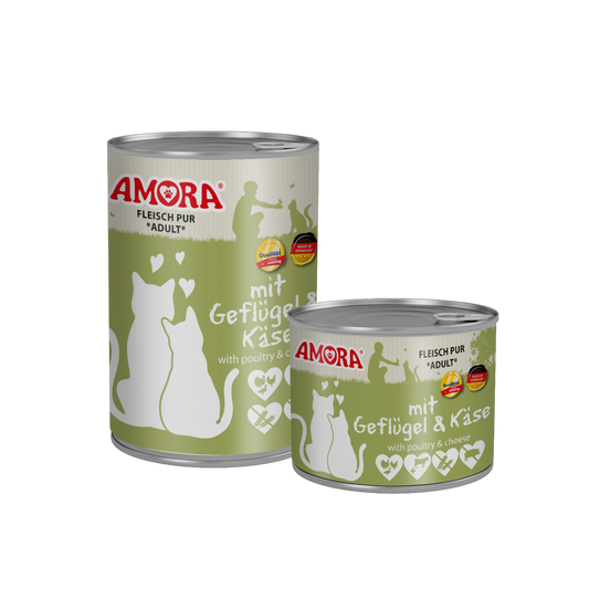 AMORA Cat Pur Geflügel + Käse – Herzhaft, proteinreich und unwiderstehlich cremig