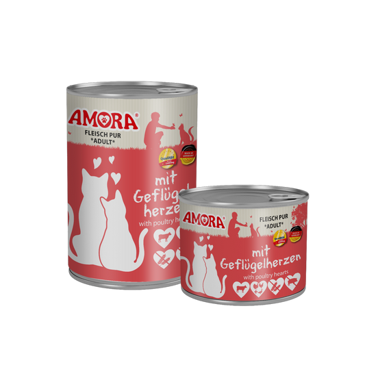 AMORA Cat Pur Geflügelherzen – Herzhaft, proteinreich und natürlich rein