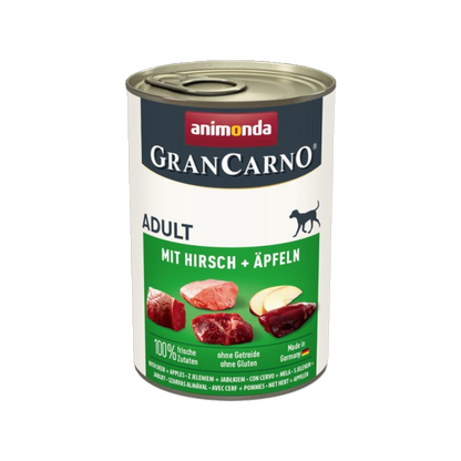 Animonda GranCarno® Adult mit Hirsch & Äpfeln – Nassnahrung mit Wildbrühe, Apfel und Distelöl