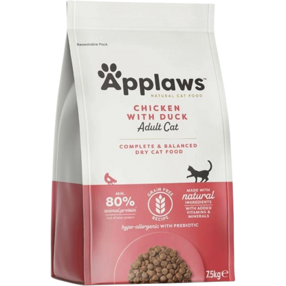 Applaws Adult – Hühnchen mit Ente – Getreidefreies Trockenfutter für Katzen