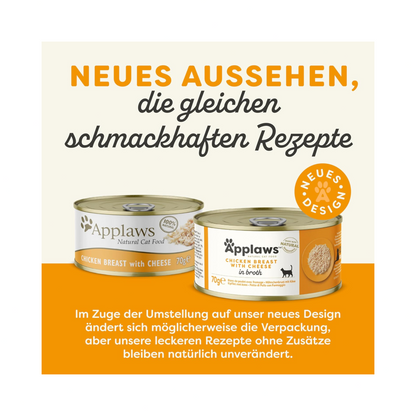 AppApplaws Cat Huhn &  Käse – Naturbelassenes Premium-Nassfutter für Deine Katze