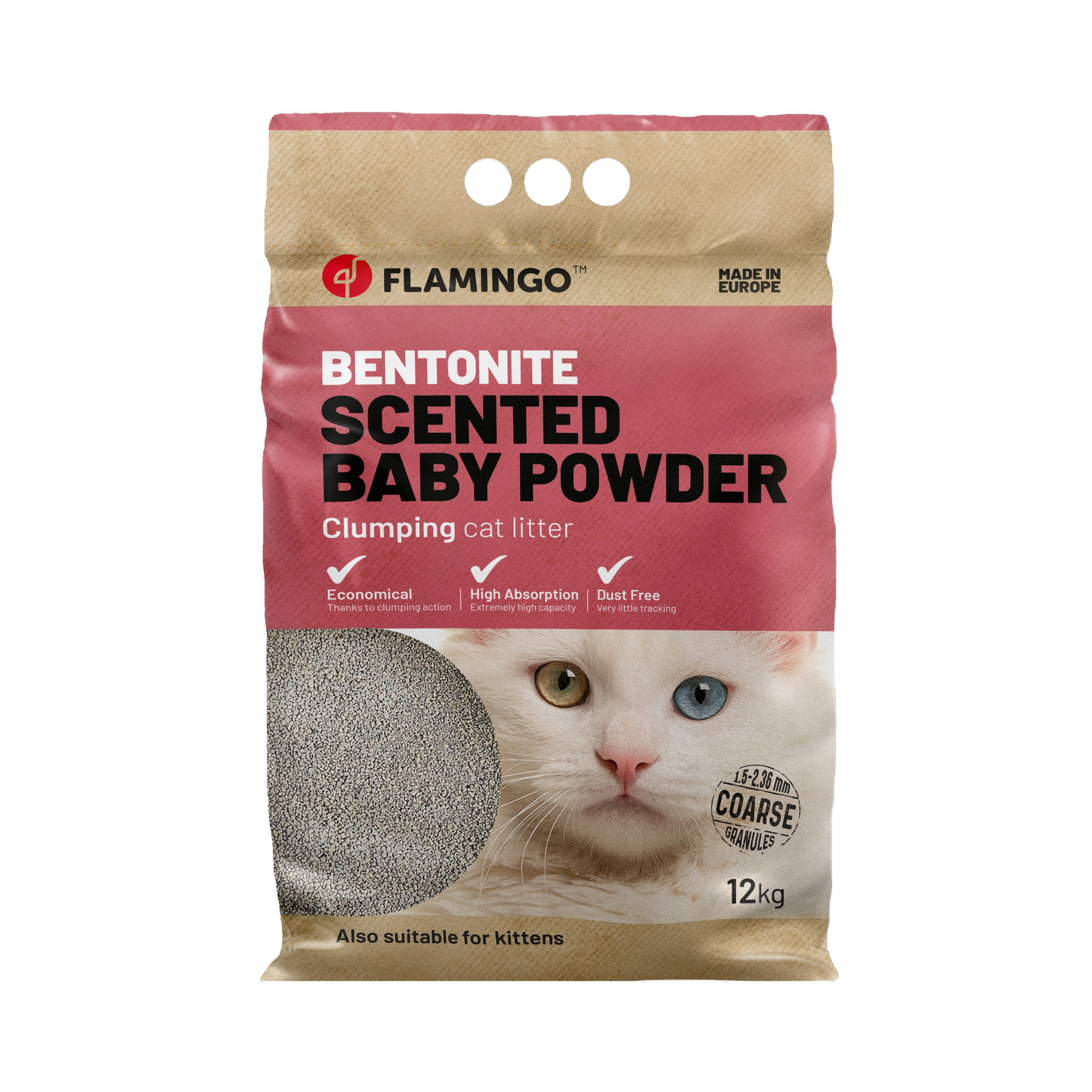 Bentonit-Katzenstreu mit Babypuderduft – Grobe Körner & Klumpend für einfache Reinigung!