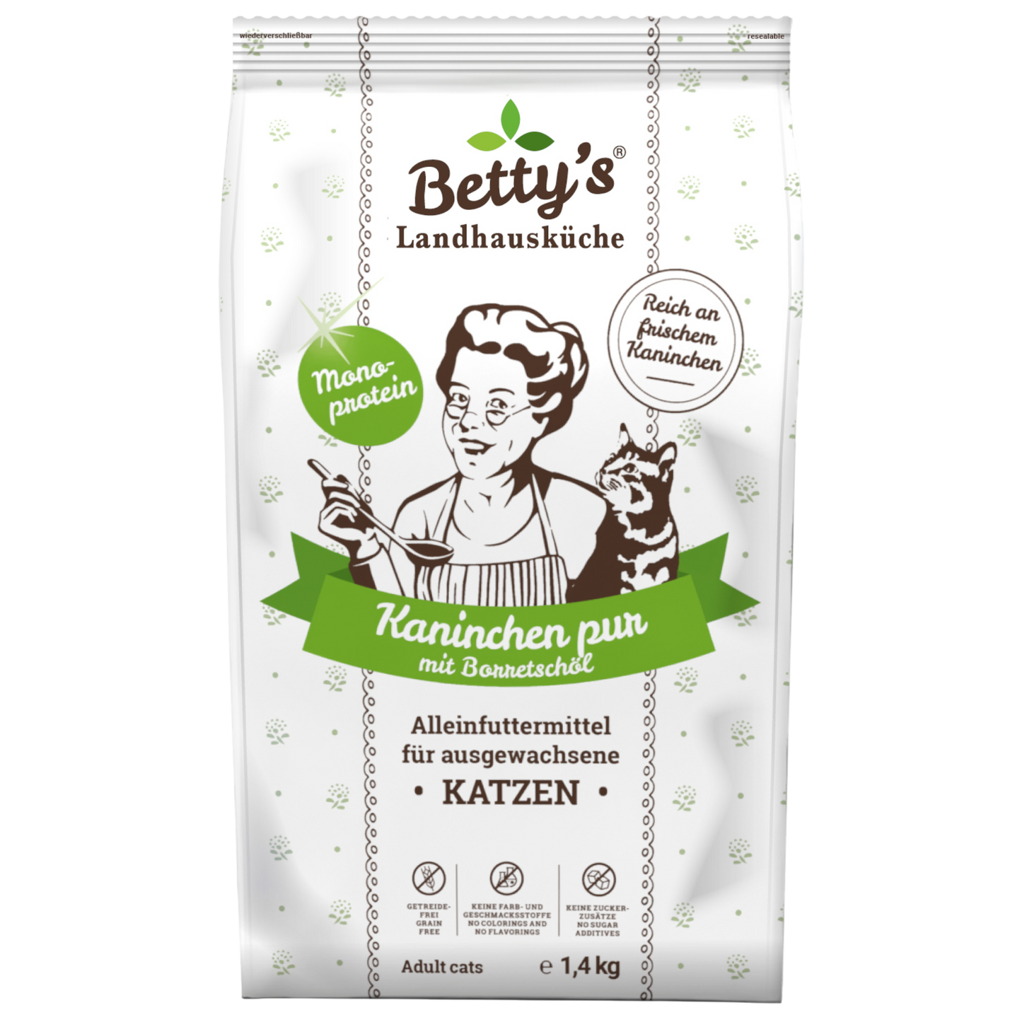 Betty’s Landhausküche Katze Adult – Kaninchen pur  Monoprotein. Sensibel. Konsequente Qualität.