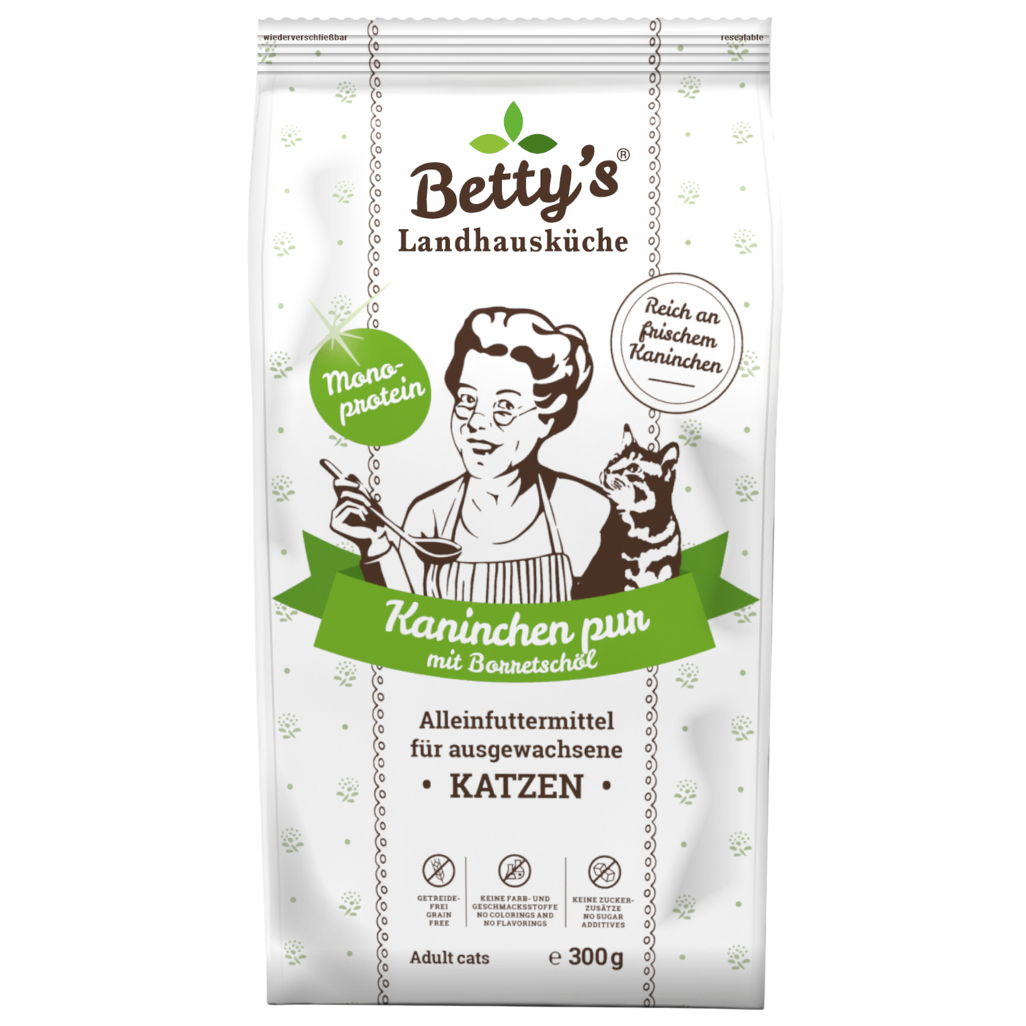 Betty’s Landhausküche Katze Adult – Kaninchen pur  Monoprotein. Sensibel. Konsequente Qualität.