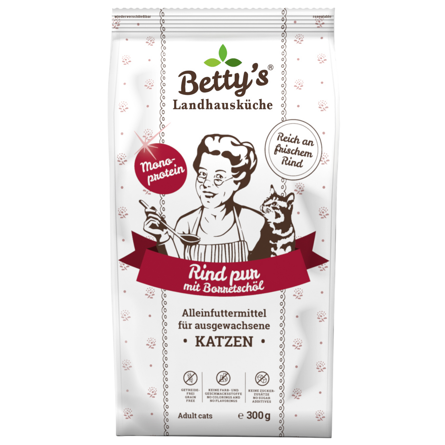 Betty’s Landhausküche Katze Adult – Rind pur  Reines Rind. Ehrlicher Genuss. Natürliche Premium-Qualität.
