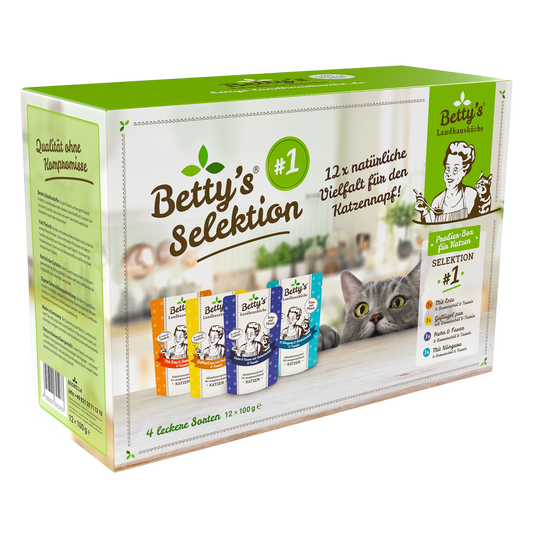 Betty’s Landhausküche Katze Selektion Nr. 1 (12 × 100g)  Natürliche Vielfalt. Maximale Akzeptanz. Klare Qualität.