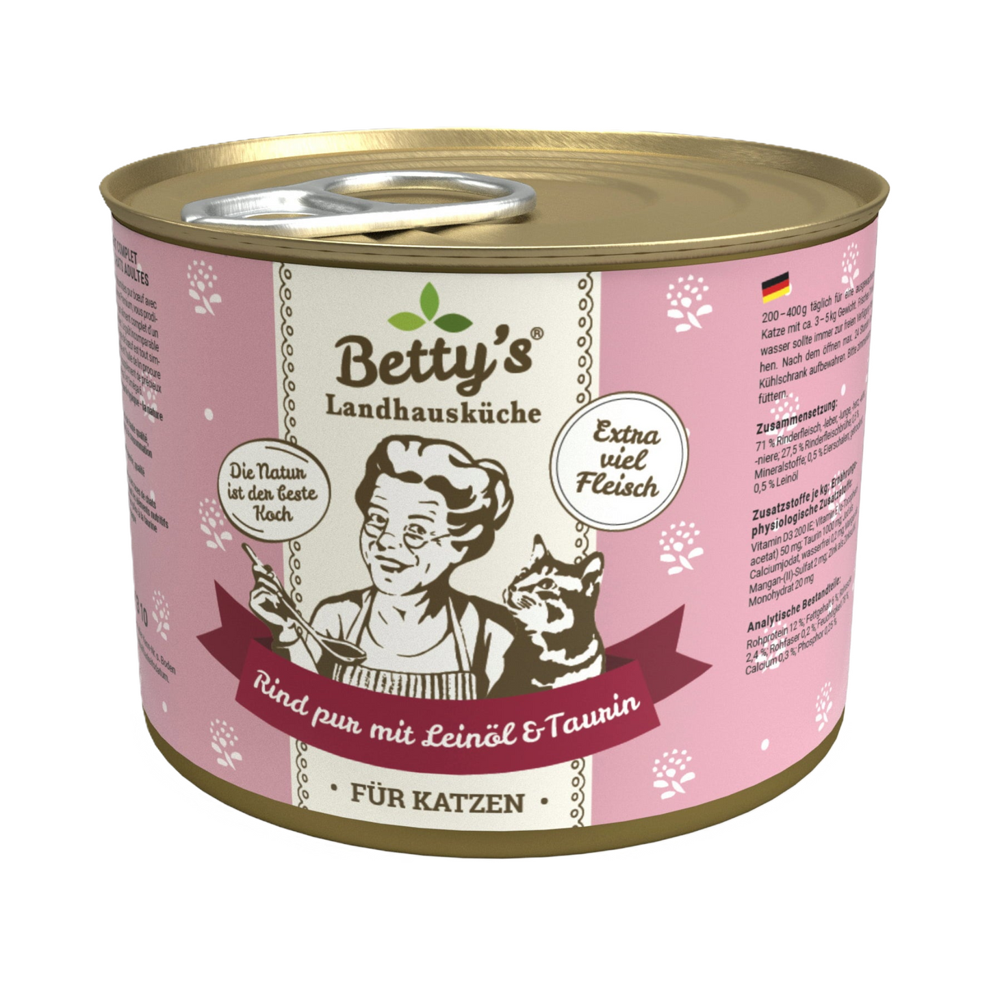 Betty’s Landhausküche – Rind pur mit Leinöl für ausgewachsene Katzen
