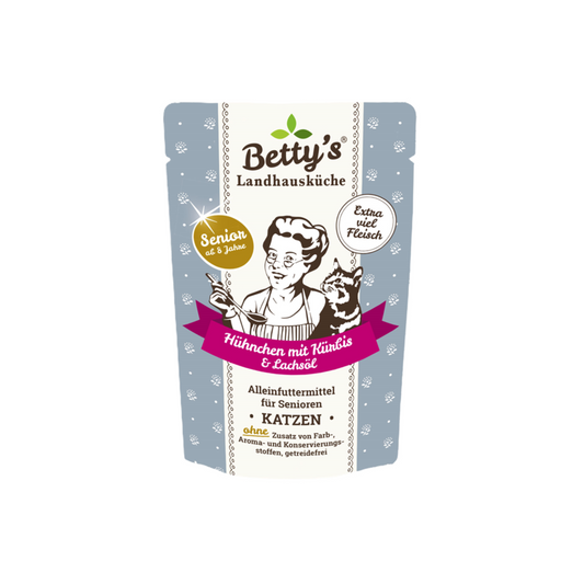 Betty’s Landhausküche Senior – Hühnchen mit Kürbis & Lachsöl: Liebevolle Ernährung für Katzen in ihren besten Jahren
