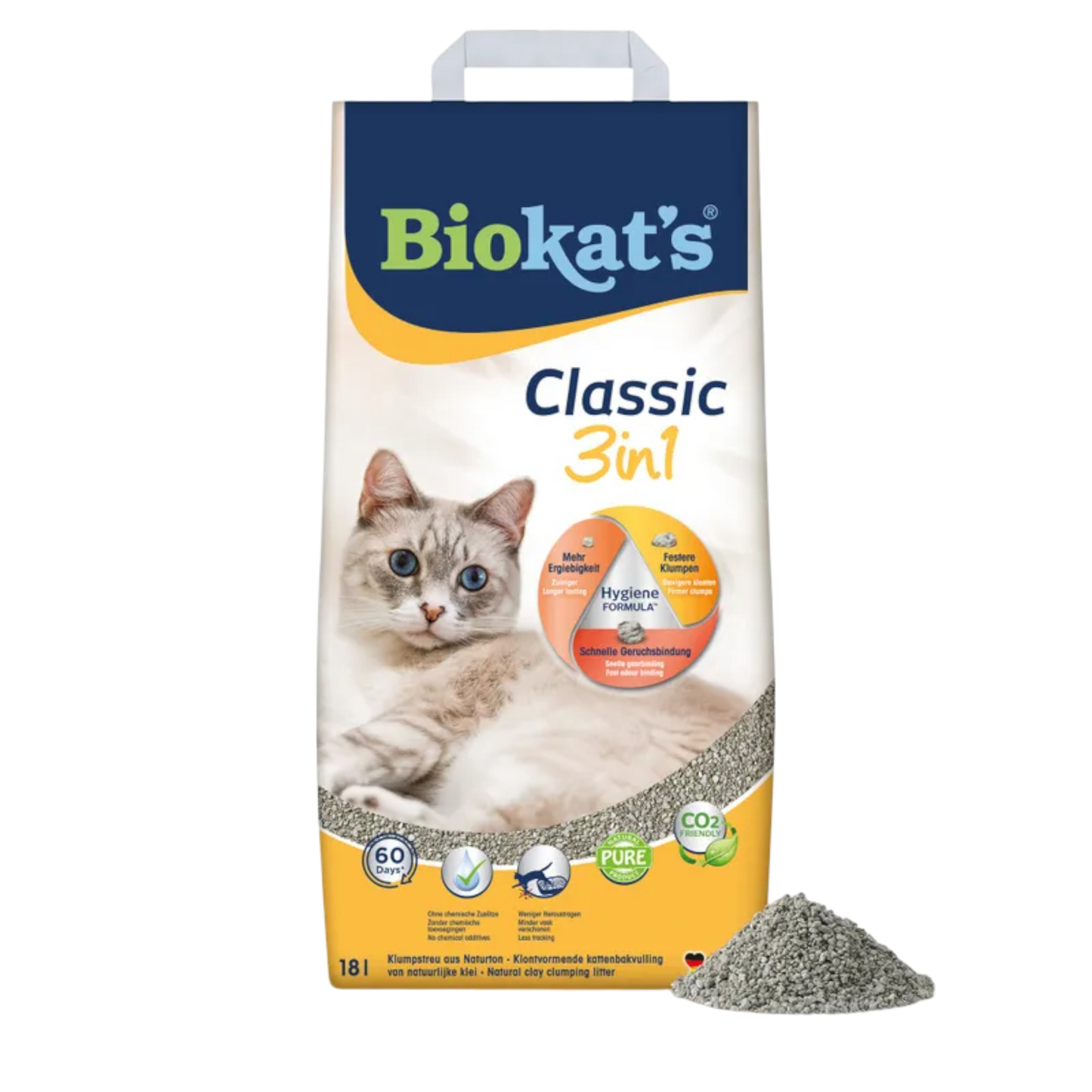 Biokat’s Classic 3in1 mit 18l - Grobkörnige Naturton-Klumpstreu – stark, ergiebig & sauber