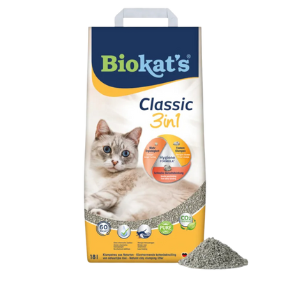 Biokat’s Classic 3in1 mit 18l - Grobkörnige Naturton-Klumpstreu – stark, ergiebig & sauber