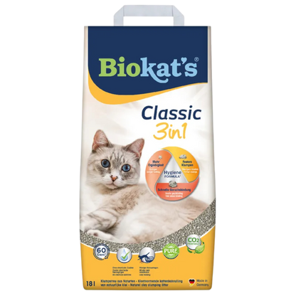Biokat’s Classic 3in1 mit 18l - Grobkörnige Naturton-Klumpstreu – stark, ergiebig & sauber