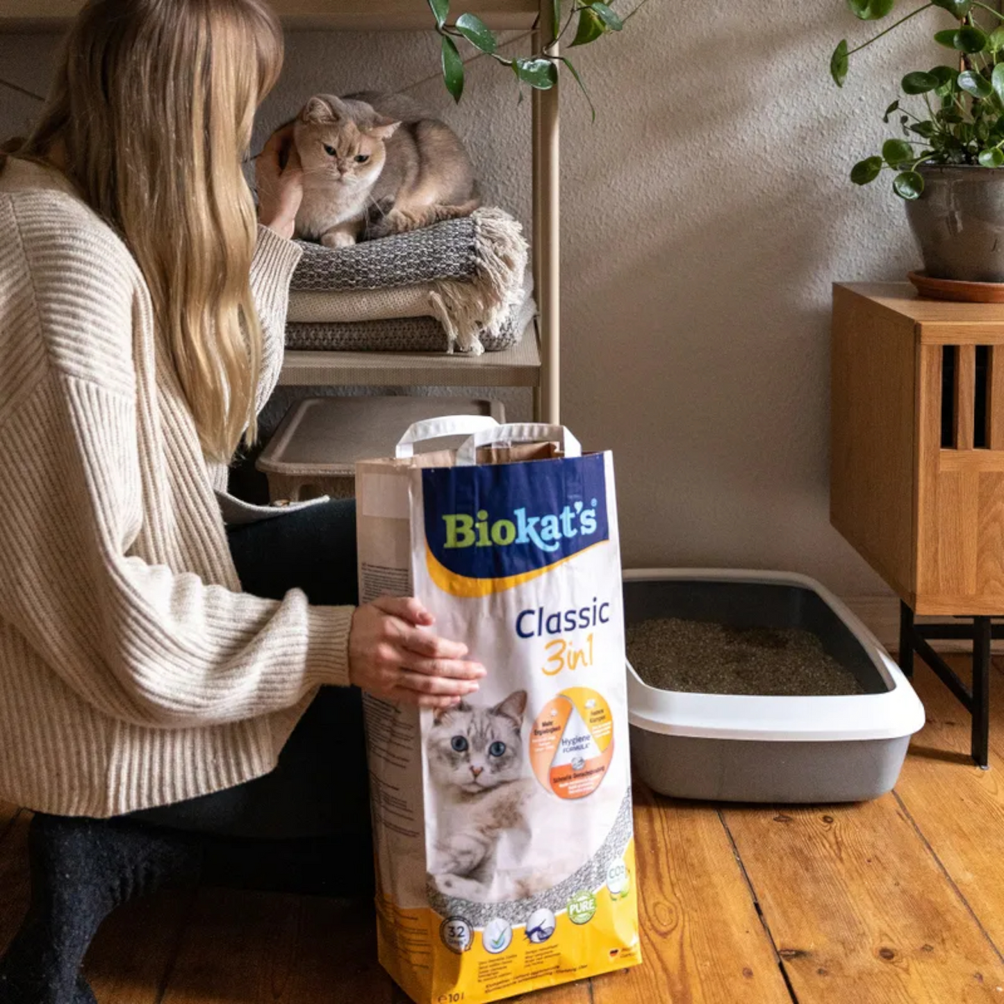 Biokat’s Classic 3in1 mit 18l - Grobkörnige Naturton-Klumpstreu – stark, ergiebig & sauber