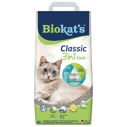 Biokat’s Classic Fresh 18l - 3in1 Naturton-Klumpstreu mit Frühlingsduft – frisch, ergiebig & hoch saugstark