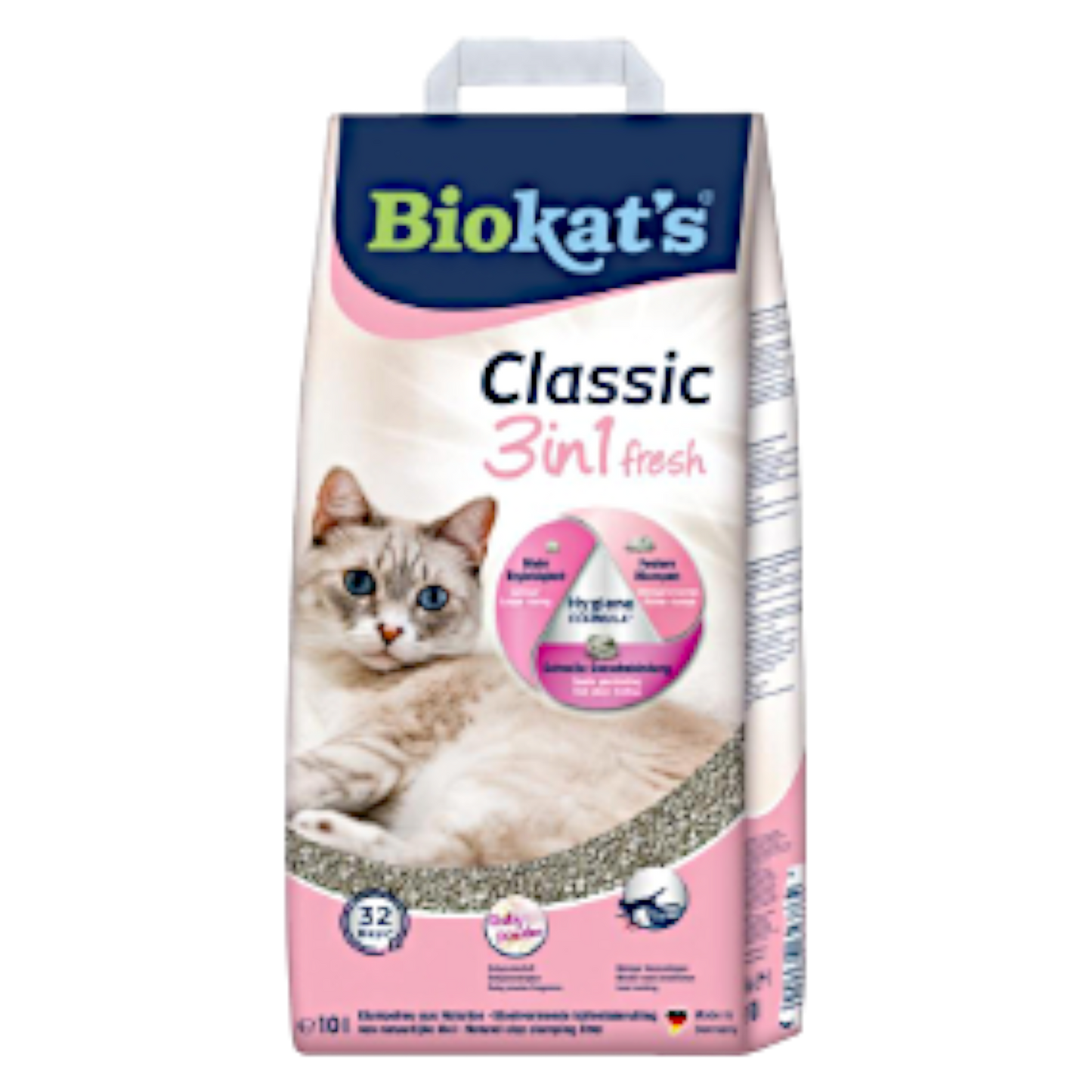 Biokat’s Classic Fresh Babypuder 10l - Grobkörnige Naturton-Klumpstreu – 3in1 Formel, starke Saugkraft & zarter Babypuderduft