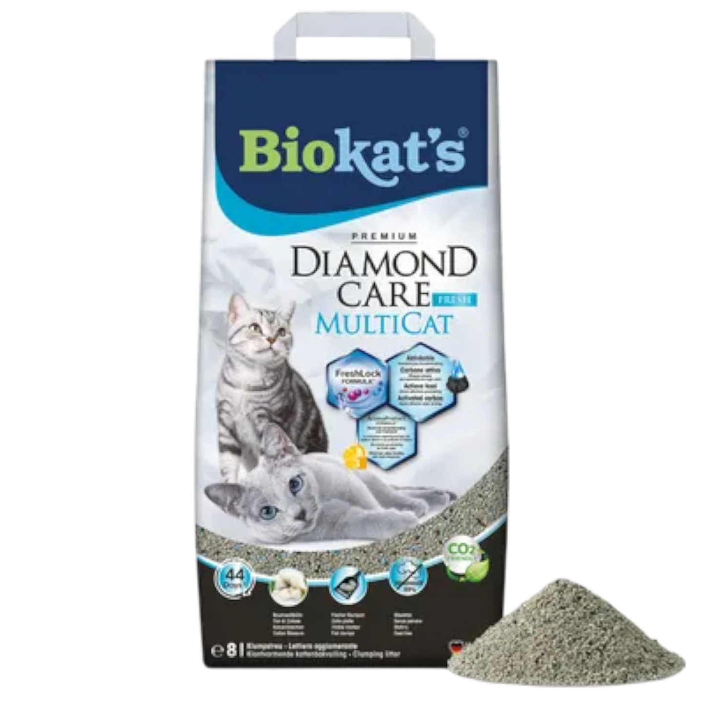 Biokat’s Diamond Care MultiCat fresh 8l - Für Mehrkatzen-Haushalte: maximale Geruchsbindung + doppelte Frischekraft